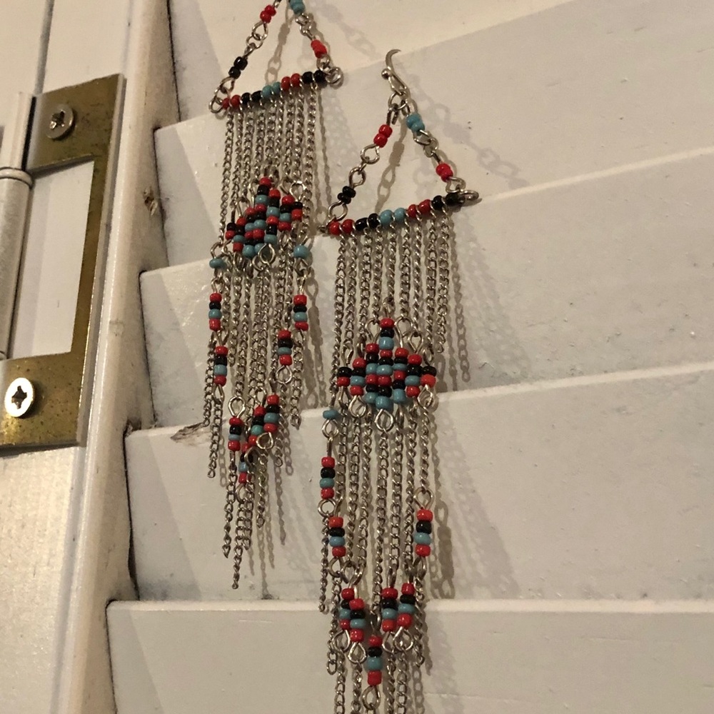 Glass beaded dangle earrings